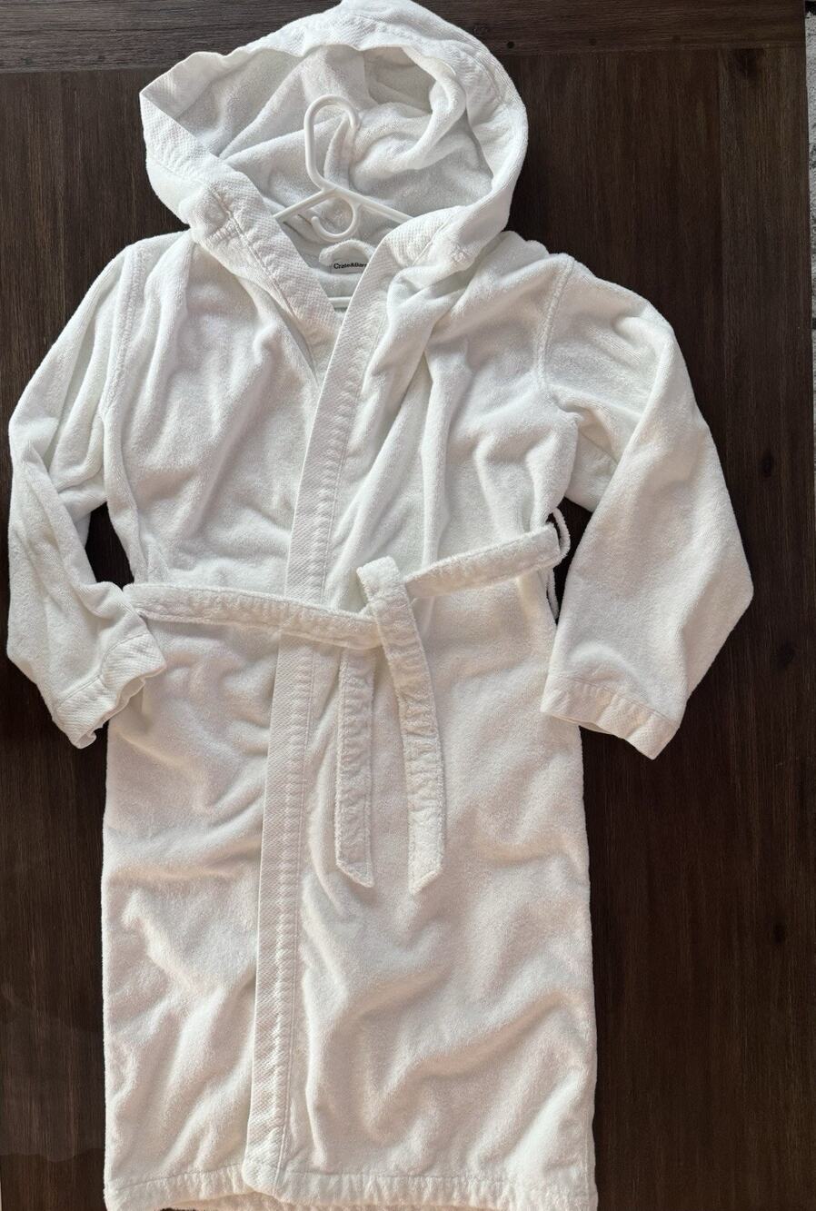 100% Cotton Turkish Bath Robe Adults L/XL White Terry Spa Crate & Barrel Organic